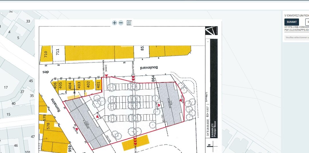 Dessin de l’emprise au sol à partir de la faisabilité architecturale